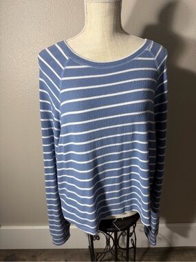 Altar'd State Blue and White Striped Long Sleeve Tunic